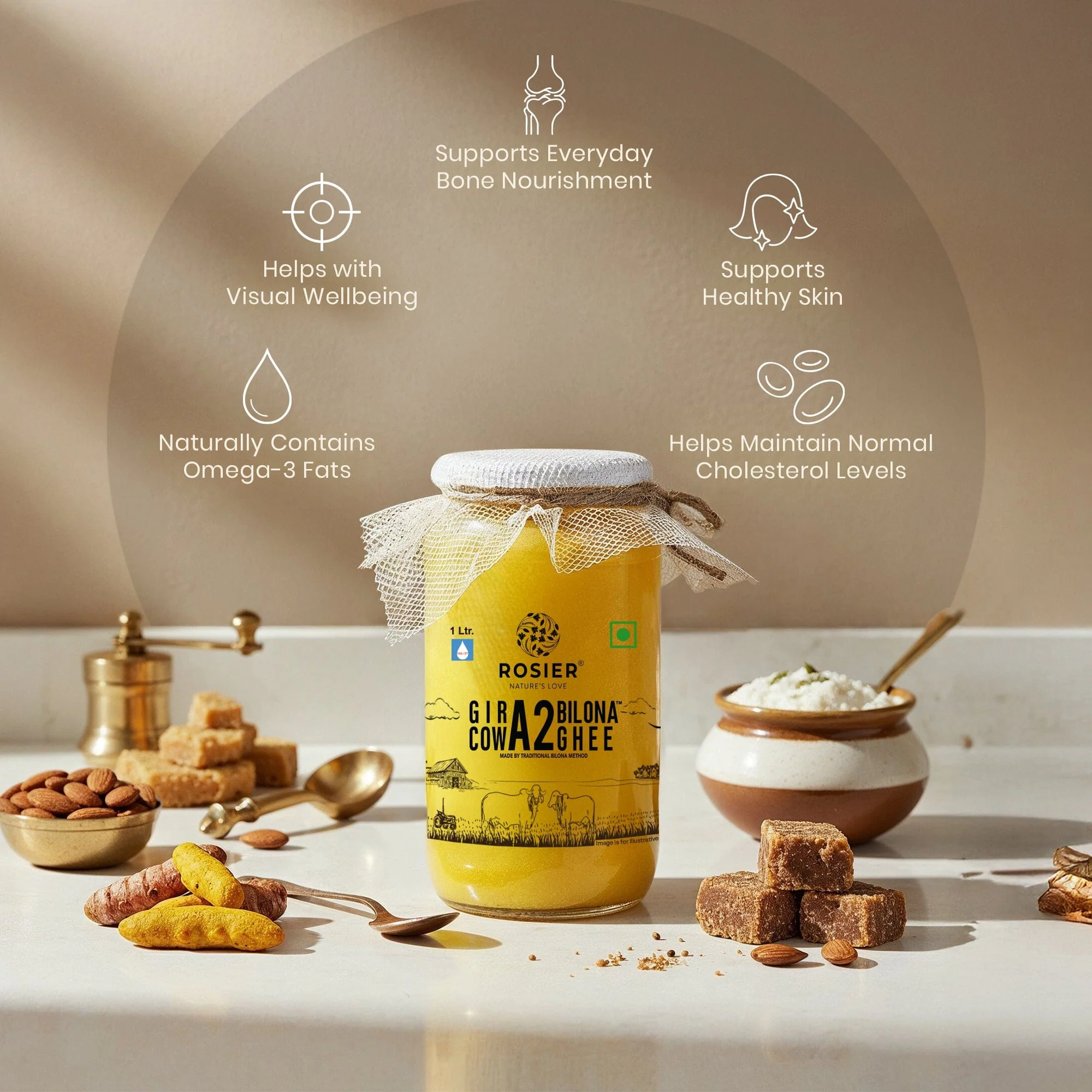 Gir Cow A2 ghee - Made From Curd (5 Ltr - Glass) - Image 5
