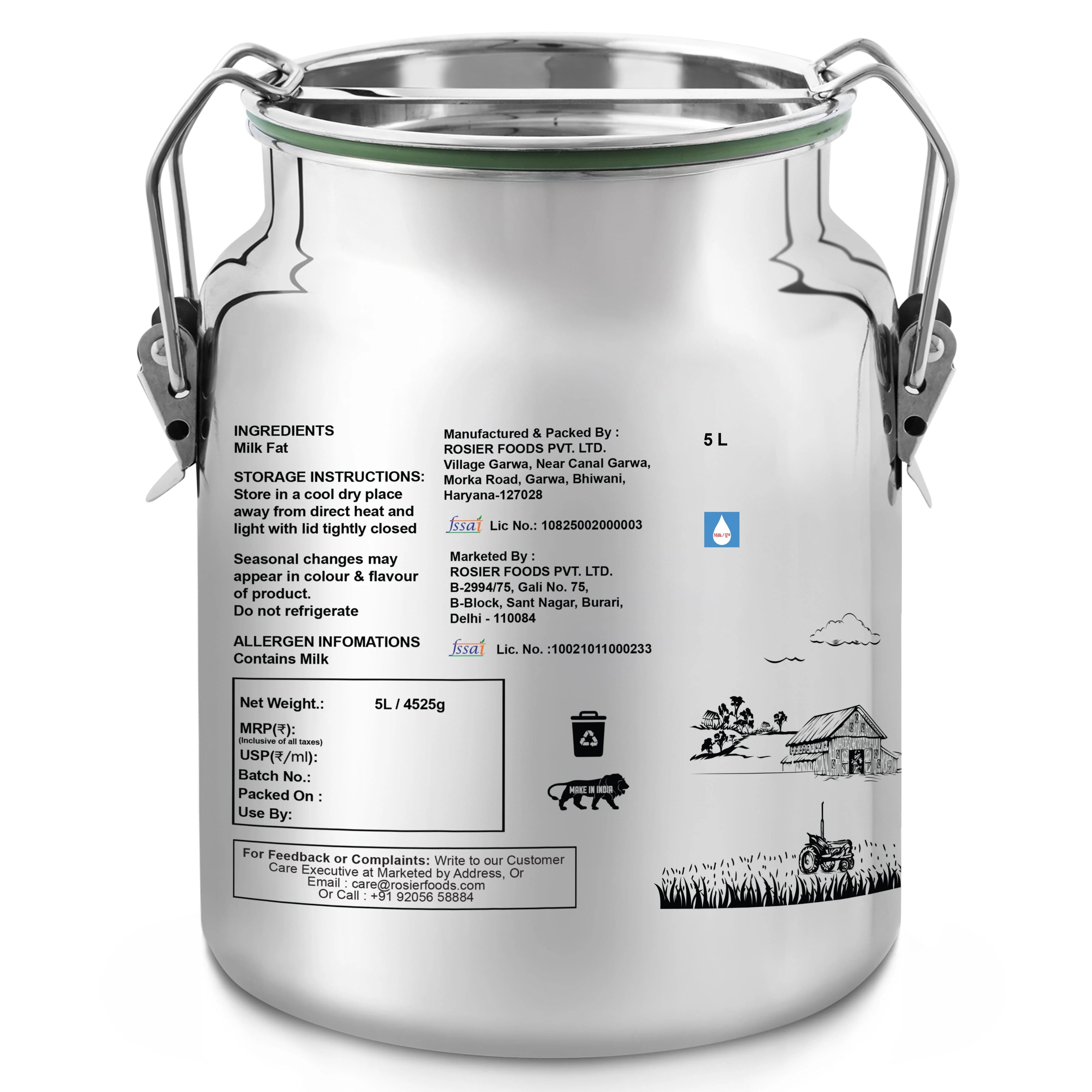 Gir Cow A2 ghee - Made From Curd (5 Ltr - Steel Dolchi) - Image 11